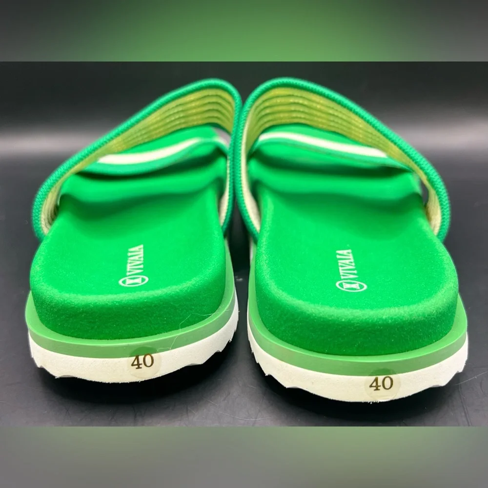 Vivaia- Green Double-Strap Slide Sandals, New‎ with stickers- Size:40